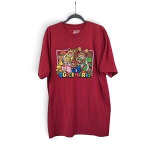 Super Mario T-Shirt Mens XLT Red Graphic Tee Nintendo Mario Luigi Yoshi Peach